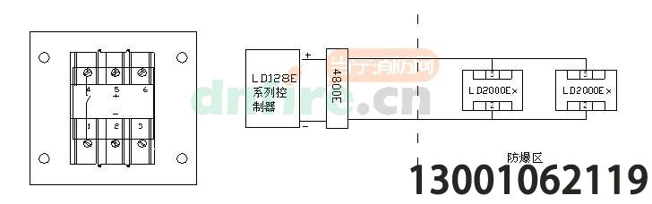 J-SAB-M-LD2000E(Ex)端子圖與接線圖示例