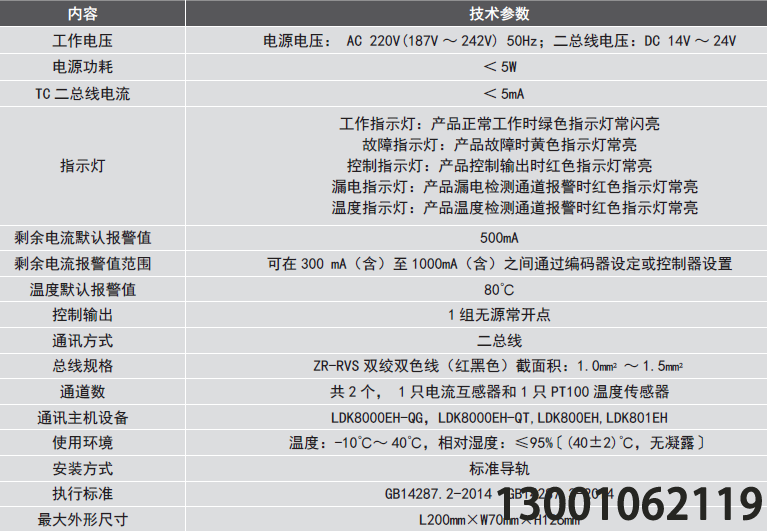 LDT9103EH組合式電氣火災(zāi)監(jiān)控探測(cè)器性能參數(shù)